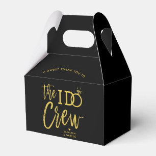 The I Do Crew Wedding Party Favour Black + Gold Favour Box