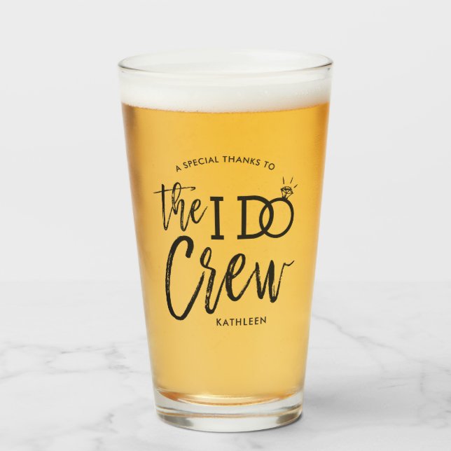 The I Do Crew | Wedding Party Favour | Custom Name Glass (Front Filled)