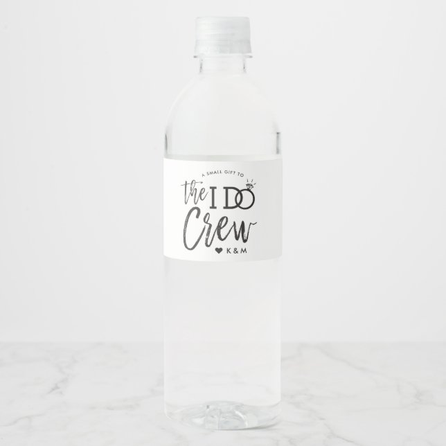 The I Do Crew | Wedding Party Favour Water Bottle Label (Front)