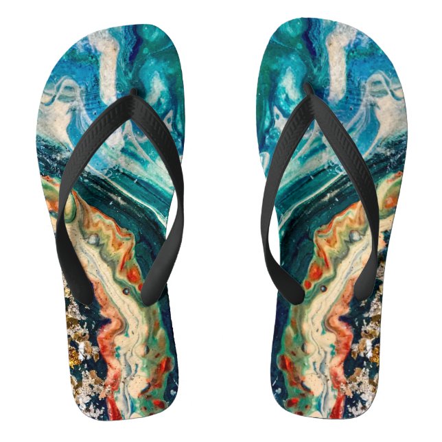 The Ice and The Fish abstract painting  Flip Flops (Footbed)
