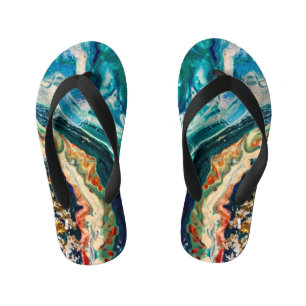 The Ice and The Fish abstract painting Kid's Flip Flops