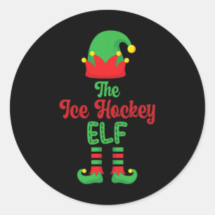 The Ice Hockey Elf Matching Family Group For Famil Classic Round Sticker
