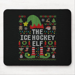 The Ice Hockey Elf Ugly Christmas Matching Family Mouse Mat