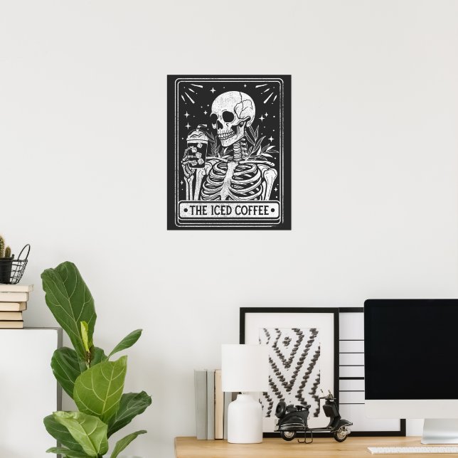 The Iced Coffee Skeleton Halloween Coffee Lover Poster (Home Office)