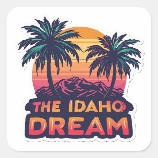 The Idaho Dream American Retro Sunset Square Sticker