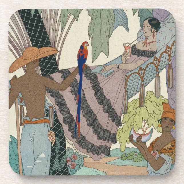 The idle beauty (pochoir print) coaster (Front)