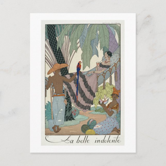 The idle beauty (pochoir print) postcard (Front)