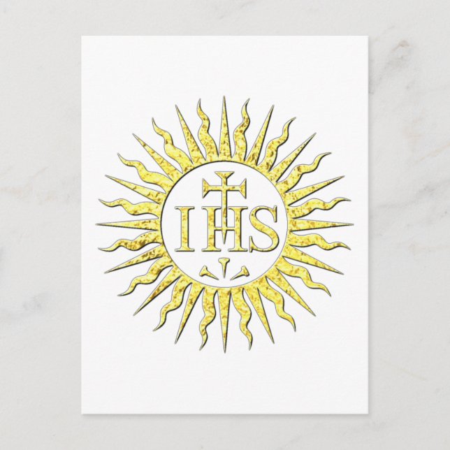 The IHS Monogram in Gold Invitation Postcard (Front)