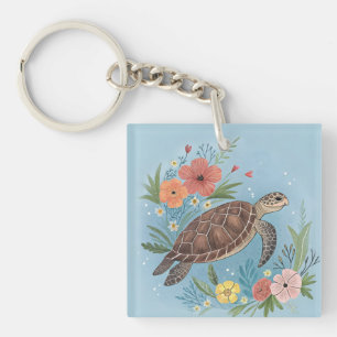 The illustration of a sea turtle key ring