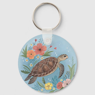 The illustration of a sea turtle key ring