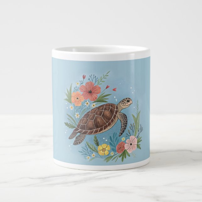 The illustration of a sea turtle large coffee mug (Front)