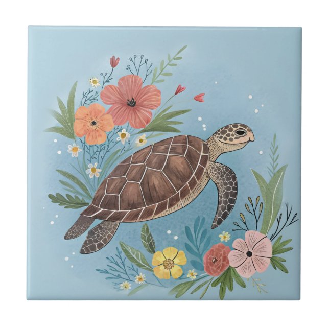 The illustration of a sea turtle tile (Front)