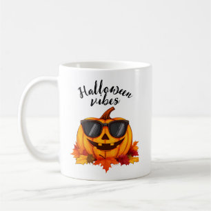 The illustration showcases a Halloween scene fille Coffee Mug