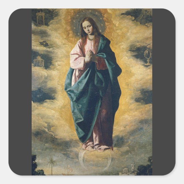 The Immaculate Conception Celestial Radiance Art Square Sticker (Front)