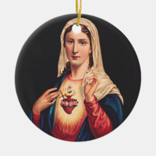 The Immaculate Heart of Mary Ceramic Tree Decoration