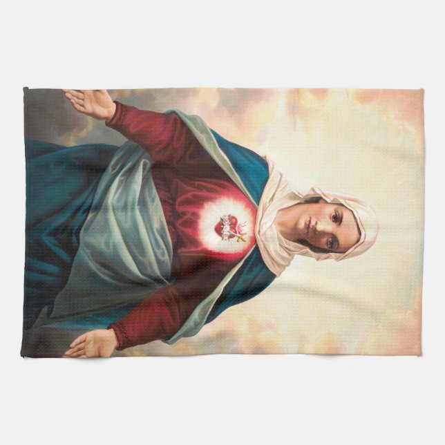 The Immaculate Heart of Mary Tea Towel (Horizontal)