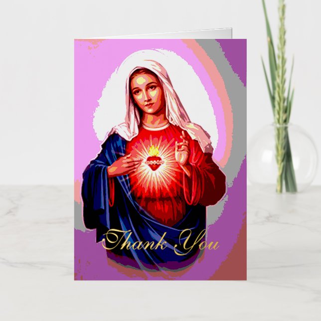 The Immaculate Heart of Mary Thank You Foil Greeting Card (Front)