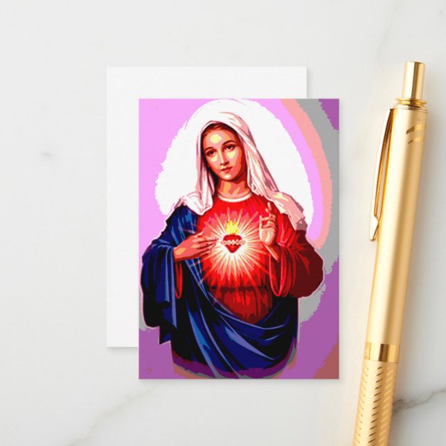 The Immaculate Heart of Virgin Mary Enclosure Card (Front/Back In Situ)