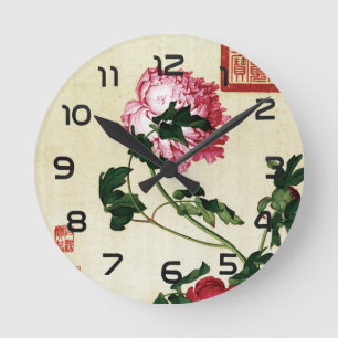 The Immortal Peony Fine Art Round Clock
