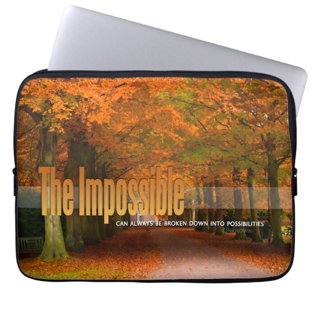 "The impossible can be broken" Inspirational Quote Laptop Sleeve (Front)