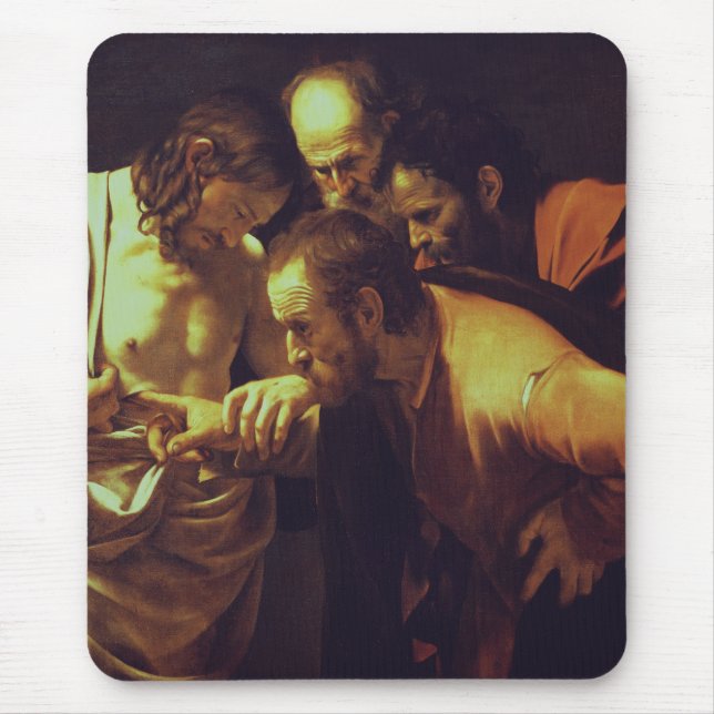 The Incredulity of Saint Thomas by Caravaggio Mouse Mat (Front)