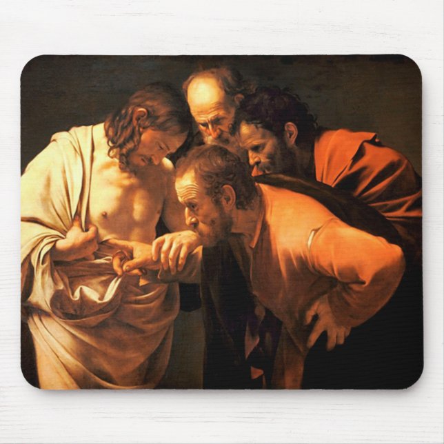 The Incredulity Of Saint Thomas By Caravaggio Mouse Mat (Front)