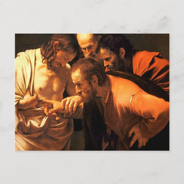 The Incredulity Of Saint Thomas By Caravaggio Postcard (Front)
