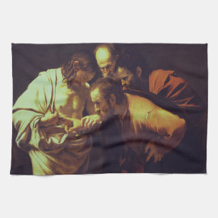 The Incredulity of Saint Thomas by Caravaggio Tea Towel