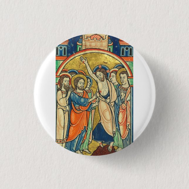 The Incredulity of St Thomas from Psalter  3 Cm Round Badge (Front)