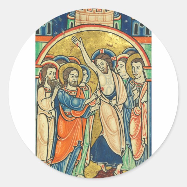 The Incredulity of St Thomas from Psalter  Classic Round Sticker (Front)