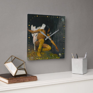 The Indian and the Lily George de Forest Brush  Square Wall Clock