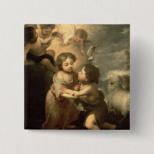 The Infants Christ and John the Baptist 15 Cm Square Badge