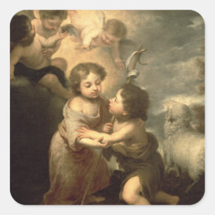 The Infants Christ and John the Baptist Square Sticker