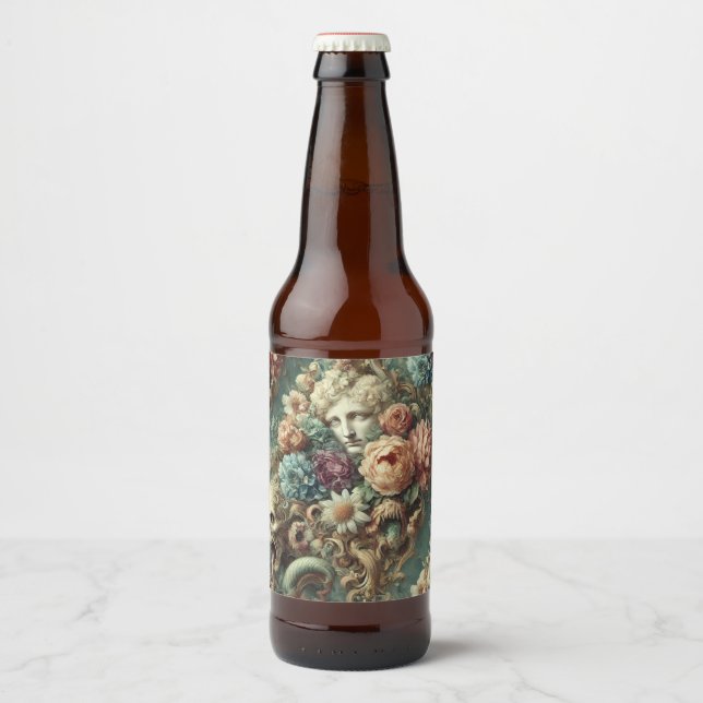 The Infernal Motorcade – Gothic Floral Design Beer Bottle Label (Front)