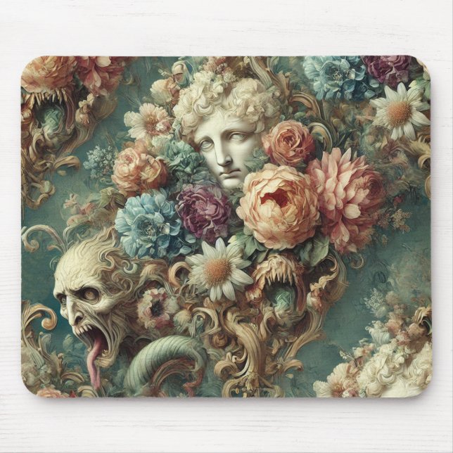 The Infernal Motorcade – Gothic Floral Design Mouse Mat (Front)
