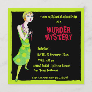The Ingenue black Murder Mystery Invitation