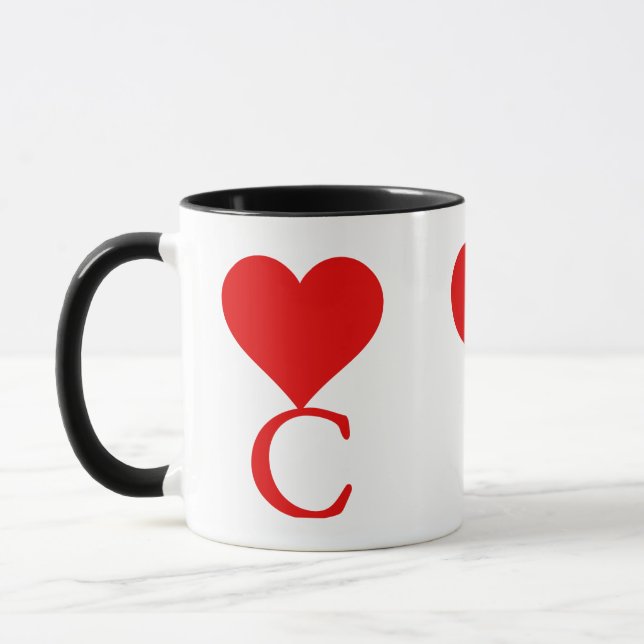 The initial C with a big red heart Mug (Left)
