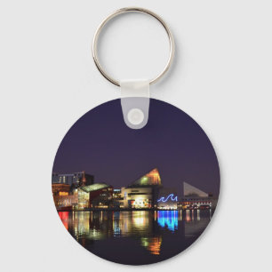 The Inner Harbour of Baltimore at Night Key Ring