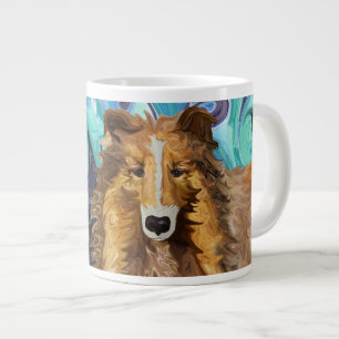 The Inquisitive Collie of the Psychedelic Dog Para Large Coffee Mug