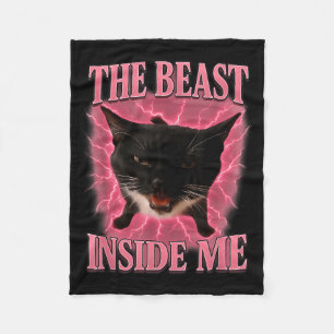 The Inside Me Funny Cat Meme Men Women Kids Fleece Blanket