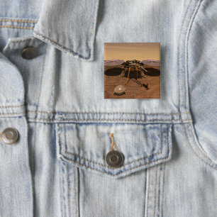 The Insight Lander Operating On Surface Of Mars. 15 Cm Square Badge