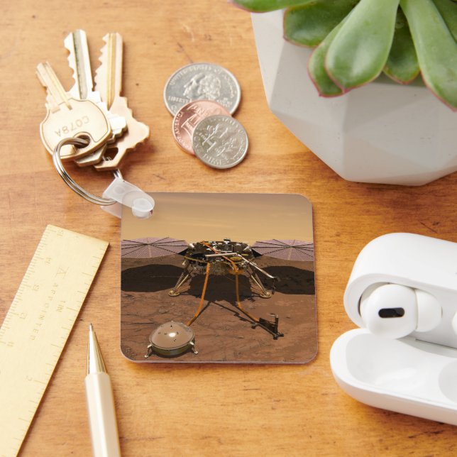 The Insight Lander Operating On Surface Of Mars. Key Ring (Desk)
