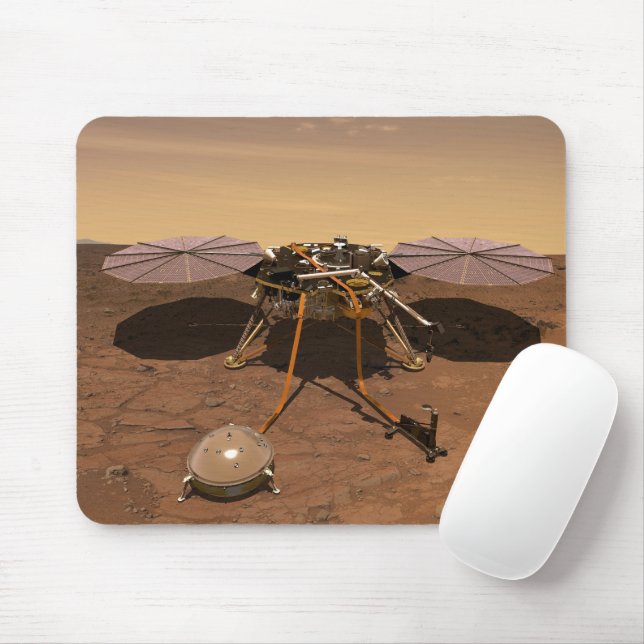 The Insight Lander Operating On Surface Of Mars. Mouse Mat (With Mouse)