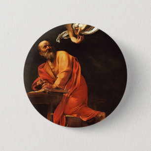 The Inspiration of Saint Matthew, Caravaggio 6 Cm Round Badge