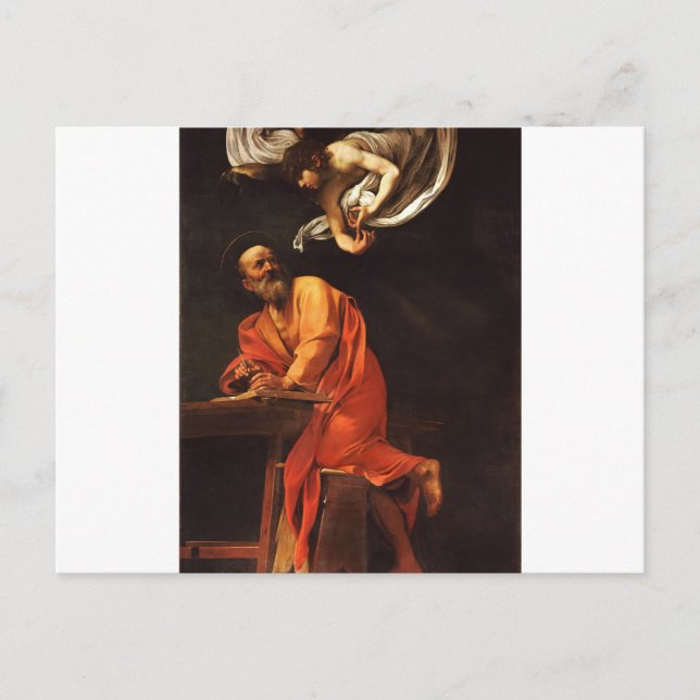 The Inspiration of Saint Matthew, Caravaggio Postcard (Front)