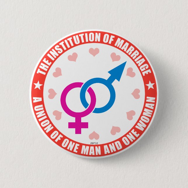 The Institution of Marriage 6 Cm Round Badge (Front)