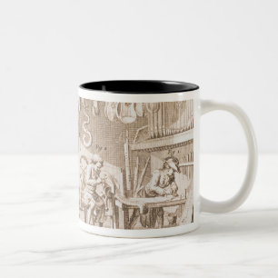 The instrument maker's workshop, detail from plate Two-Tone coffee mug