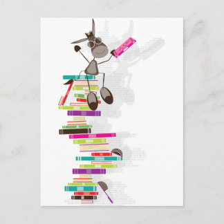 The Intellectual Donkey on top of a tower of books Postcard