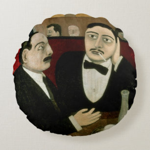 The Intellectuals at the Cafe Rotonde, 1916 Round Cushion