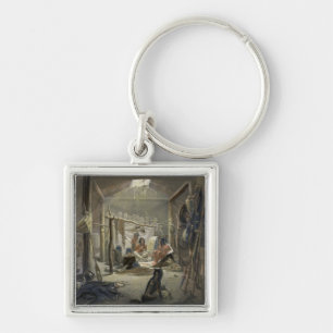 The Interior of a Hut of a Mandan Chief, plate 19 Key Ring